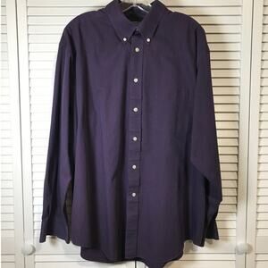 Roundtree & Yorke Purple Collared Long Sleeve Mens Shirt XL